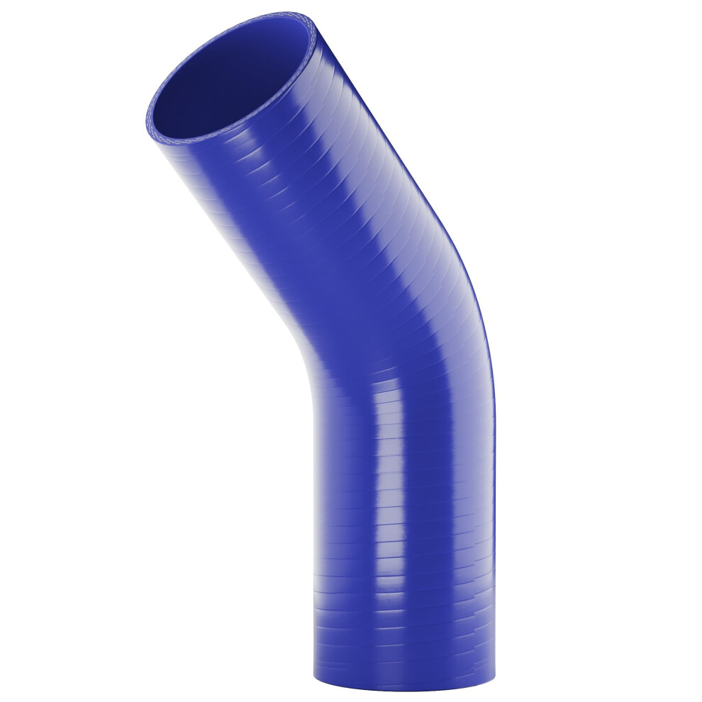 45 Degree Silicone Turbo And Coolant Reinforced Hose Elbow Id: 63Mm - Blue 5051226501395