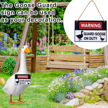 Guard Goose On Duty Sign, 6x4 Inch Wooden Warning Porch Goose Outfits Sign Hanging Garden Decor for Yard Fences Lawns Classroom School Farmhouses