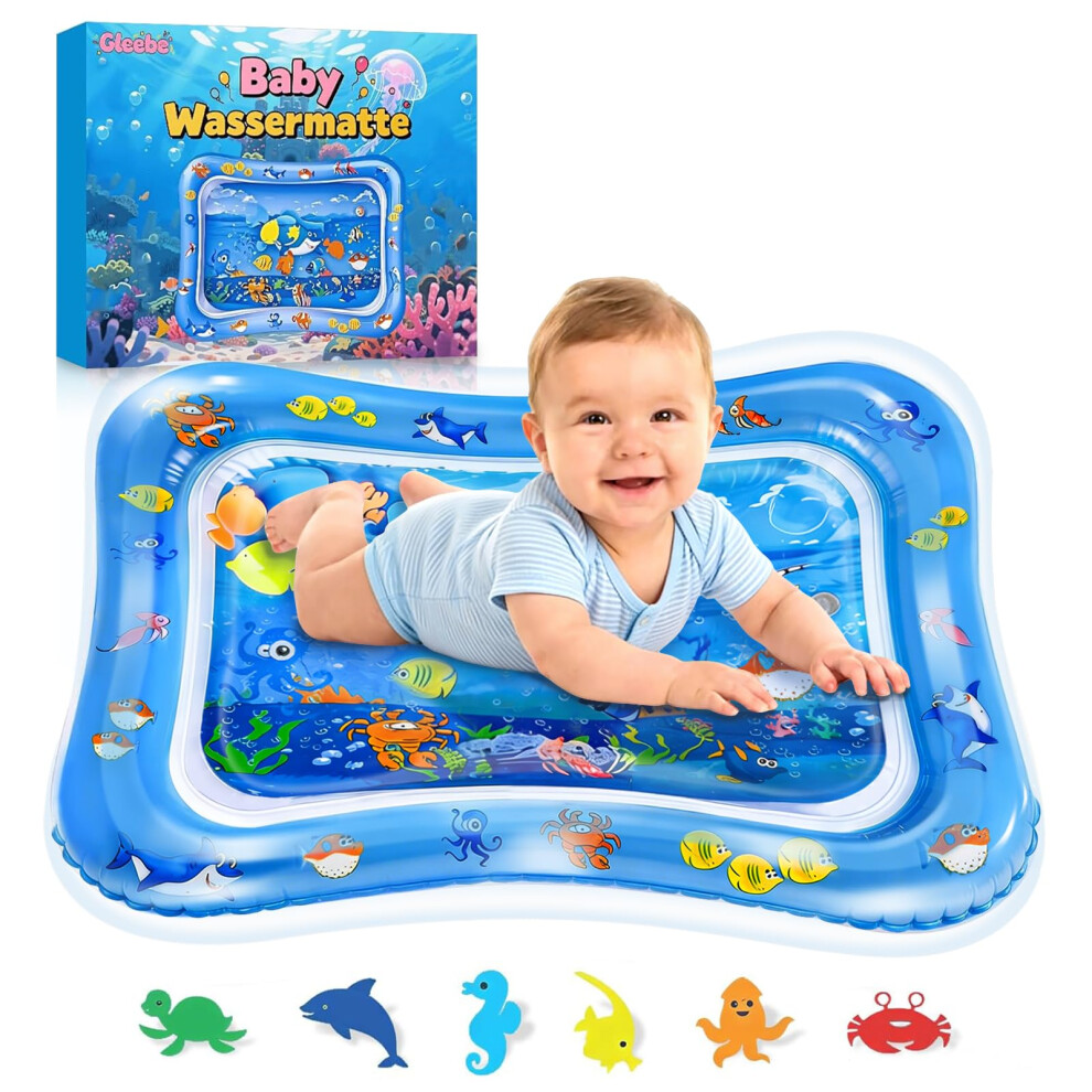 Gleebe Tummy Time Water Mat - Baby Water Mat & Sensory Play Mat, High-Contrast Tummy Time Baby Toys For Newborns 0-6-12 Months