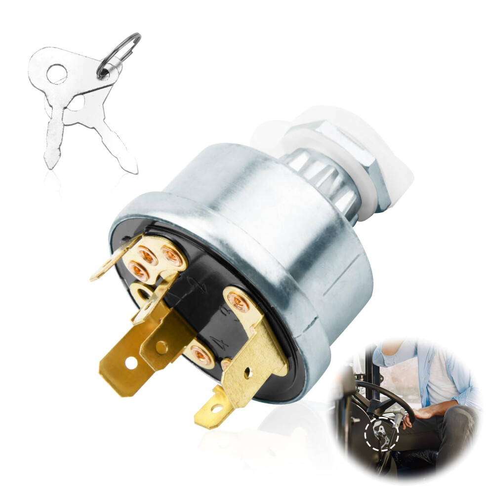 Universal 12/24V Tractor Plant Ignition Switch 35670 128Sa, Replacement Car Ignition Starter With 2 Keys 5051226495564