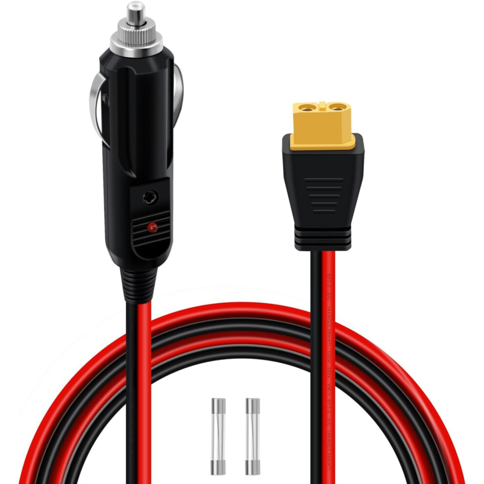 Hualisiji Cigarette Lighter To Xt60 Cable 12V 24V 14Awg Cigarette Lighter Male To Xt60 Female With Led Indicator Lights 5051226491634