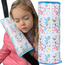 HECKBO magic unicorn car seatbelt pillow for children - machine washable - girl boy kids children soft car seat belt cover sleeping pillows