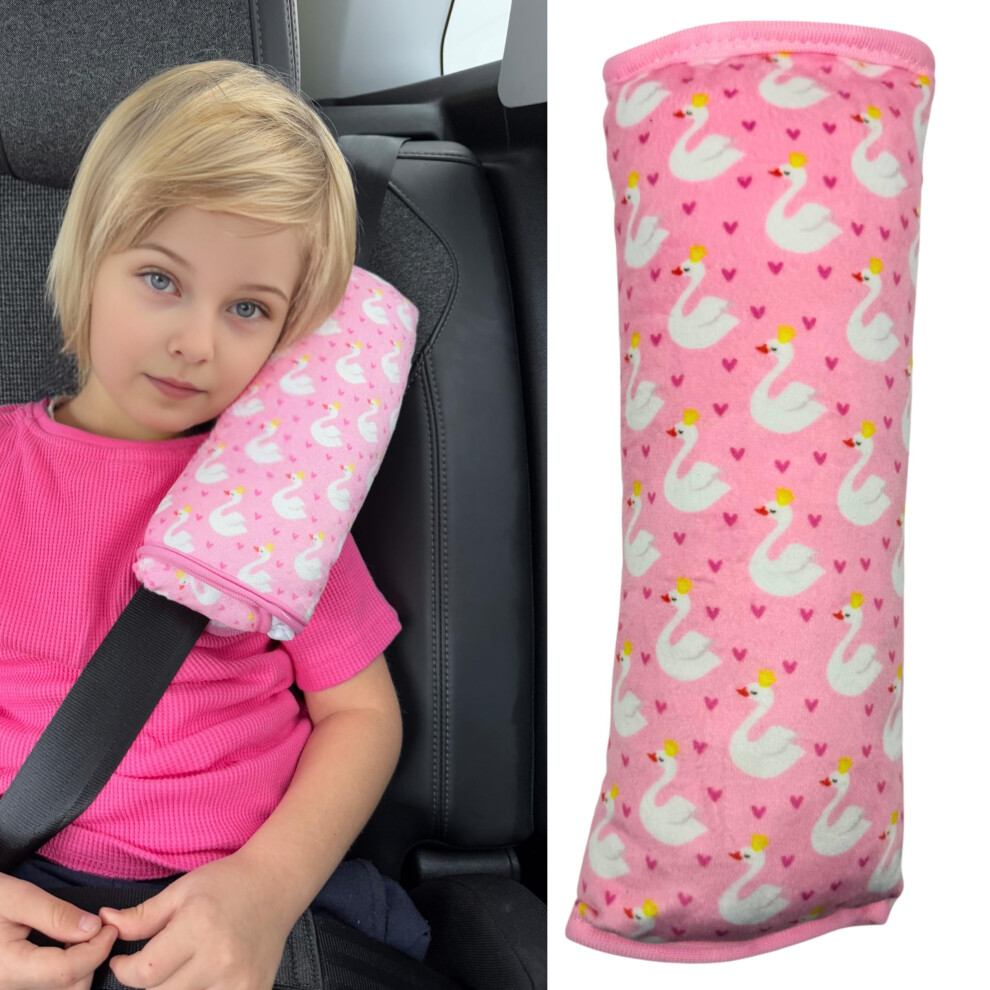 Heckbo Swan Car Seatbelt Pillow For Children - Machine Washable - Girl Boy Kids Children Soft Car Seat Belt Cover Sleeping Pillows Protection Car