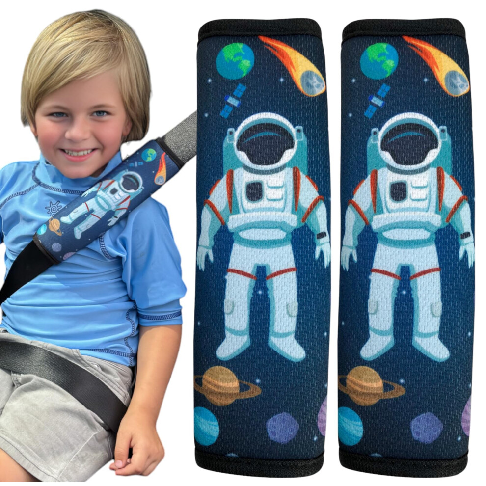 Heckbo 2X Kids Car Seat Belt Pads Seat Belt Protectors - Astronaut - Seat Belt Pads For Kids And Babies- Ideal For Any Seat Belt Car Booster Seat