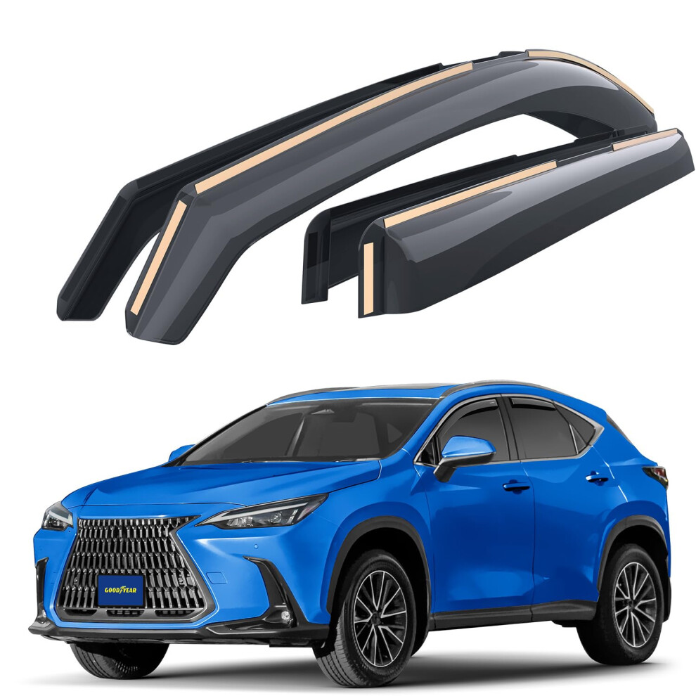 Goodyear In-Channel Wind Deflectors For/Compatible With Lexus Nx 2022-2026 Suv- Car Accessories - Rain Deflectors - Let Fresh Air In During Rain 5051226487439