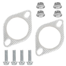 2 Pcs Car Exhaust Gasket, 2.5 Inch Exhaust Pipe Flange Gasket with 4 Bolts and 4 Nuts Engine Exhaust Manifold Gasket Catalyst Converter Gasket for