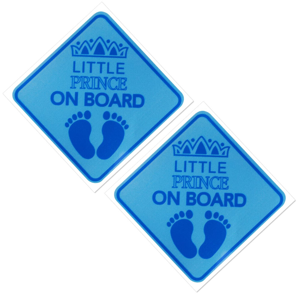 Savita 2Pcs Baby Bumper Sticker, 5.5X5.5inch Little Prince On Board Car Sign Baby Car Sticker Safety Warning For Various Vehicles (Blue, 14X14cm)