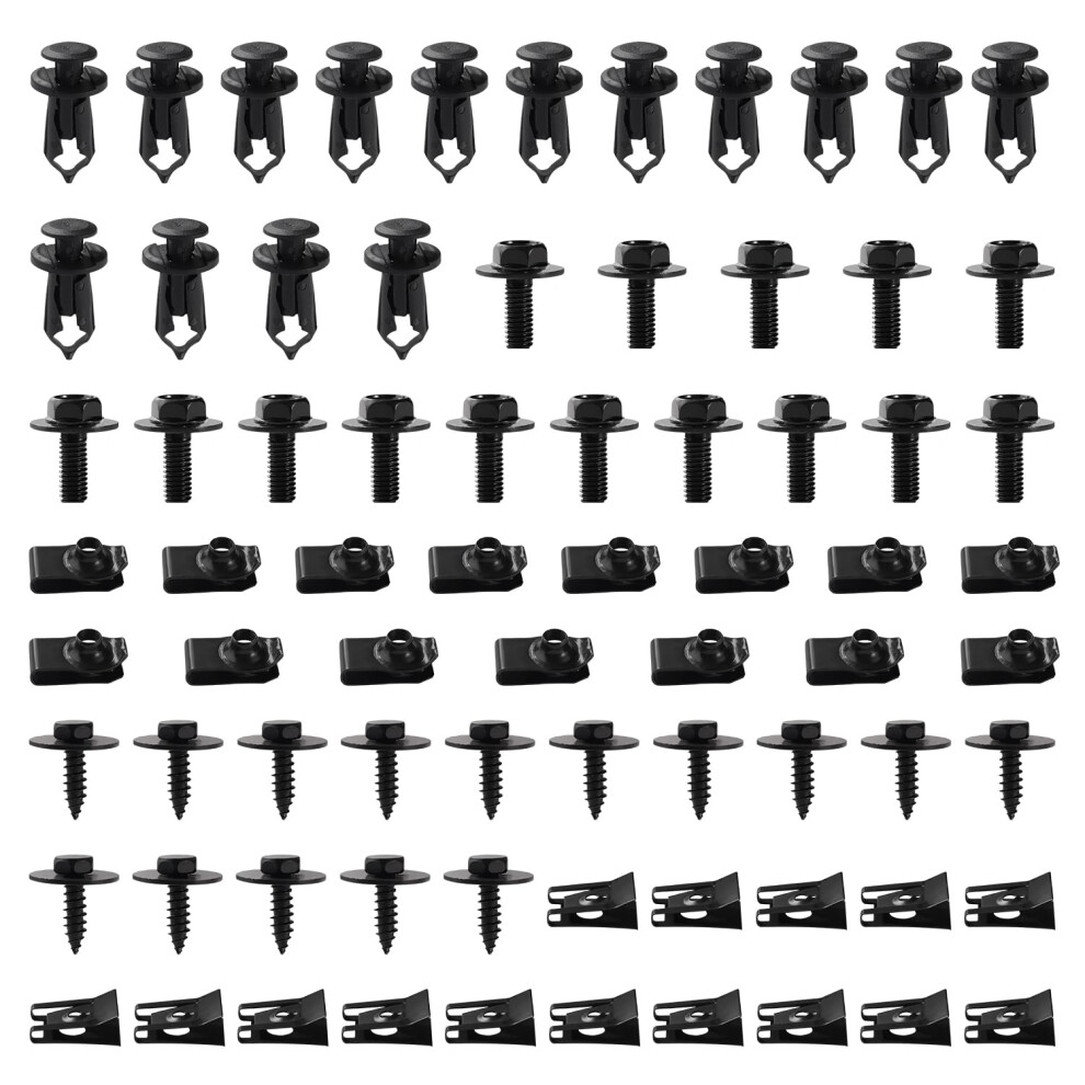 Voogenzek 75 Pcs Screw And Nut Clip Kit, Auto Body Fender Screws, Car Screws And Bolts Black 5051226492204
