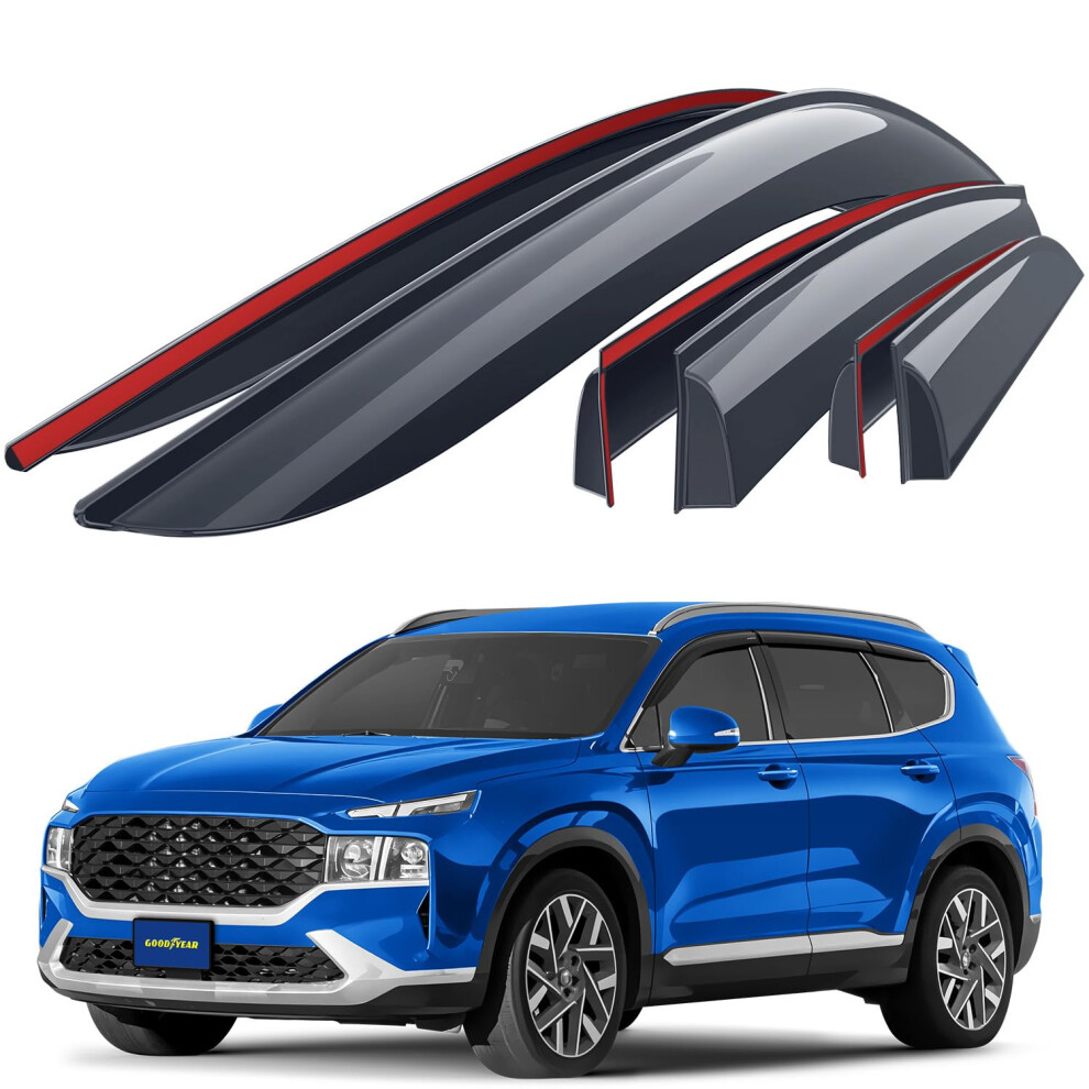 Goodyear Tape-On Car Wind Deflectors For/Compatible With Hyundai Santa Fe 2018-2024 - Car Accessories 5051226487231