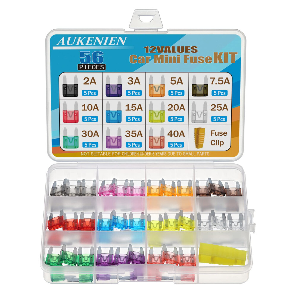 Aukenien Mini Fuses Automotive Auto Car Blade Small Fuse Assorted 2 3 5 7.5 10 15 20 25 30 35 40 Amp Atm/Apm Replacement Fuse For Vehicle Rv Suv 5051226498145