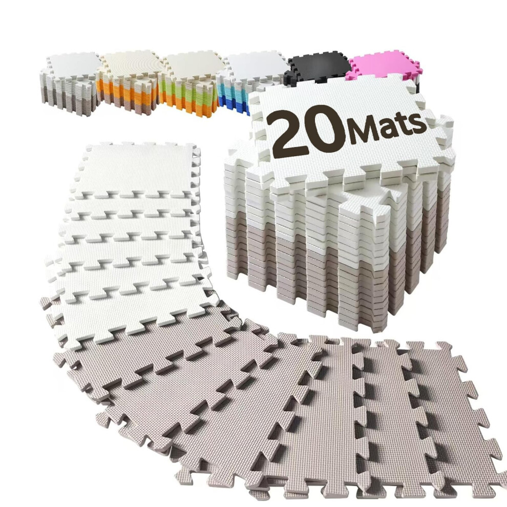 Intomeng Interlocking Foam Exercise Mats, 20 Pieces 30X30cm Tiles Gym Flooring For Home Workouts & Kids Playroom - Non-Slip, Easy Connect