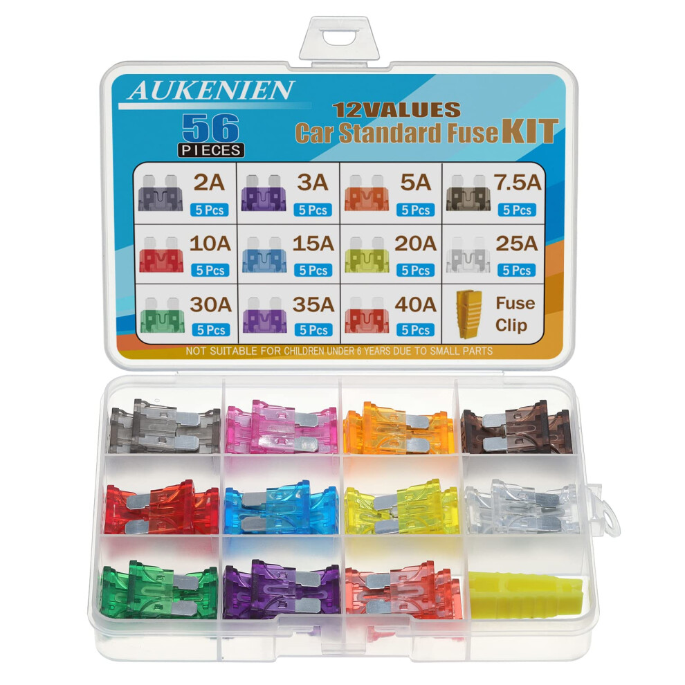 Aukenien Car Auto Automotive Rv Standard Blade Fuses Assortment Kit 2A 3A 5A 7.5A 10A 15A 20A 25A 30A 35A 40A 12V 32V Atc Ato Fuse For Vehicle Rv Suv 5051226498213
