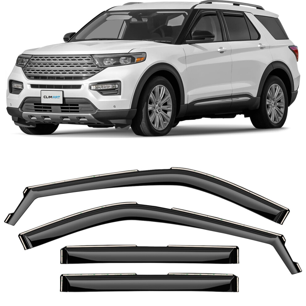 Clim Art In-Channel Wind Deflectors For/Compatible With Ford Explorer 2019-2024 Suv - Rain Deflector - Car Accessories - Car Wind Deflectors - Sun 5051226487965