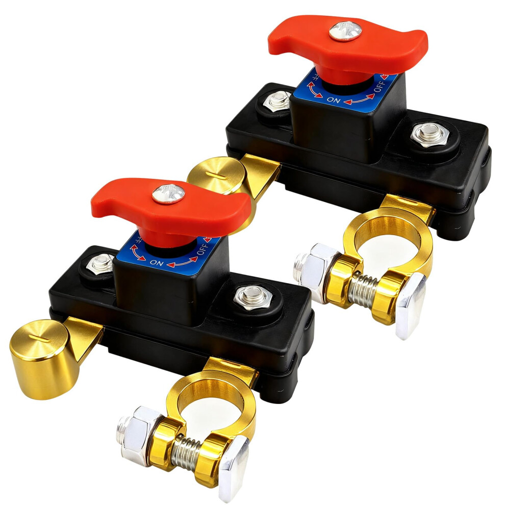 2Pcs Car Battery Power Cut-Off Switch Breaker, Stable Transmission High Conductivity Pure Copper Disconnect Switch 5051226495458