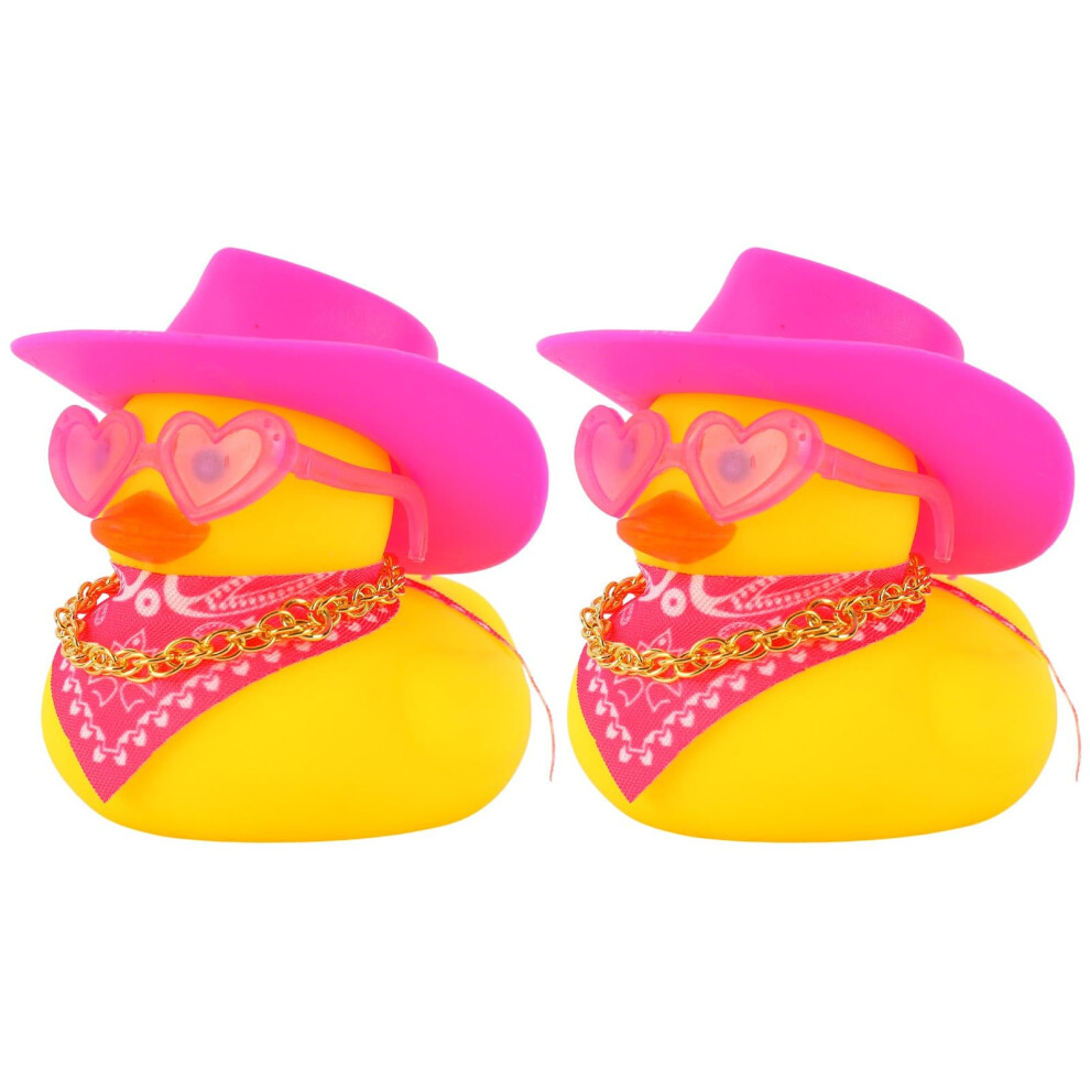 Peutier 2Pcs Rubber Duck Car Ornaments, Funny Rubber Ducks Dashboard Decorations Tiny Duck Car Accessories With Western Cowboy Hat Mini Scarf 5051226542596