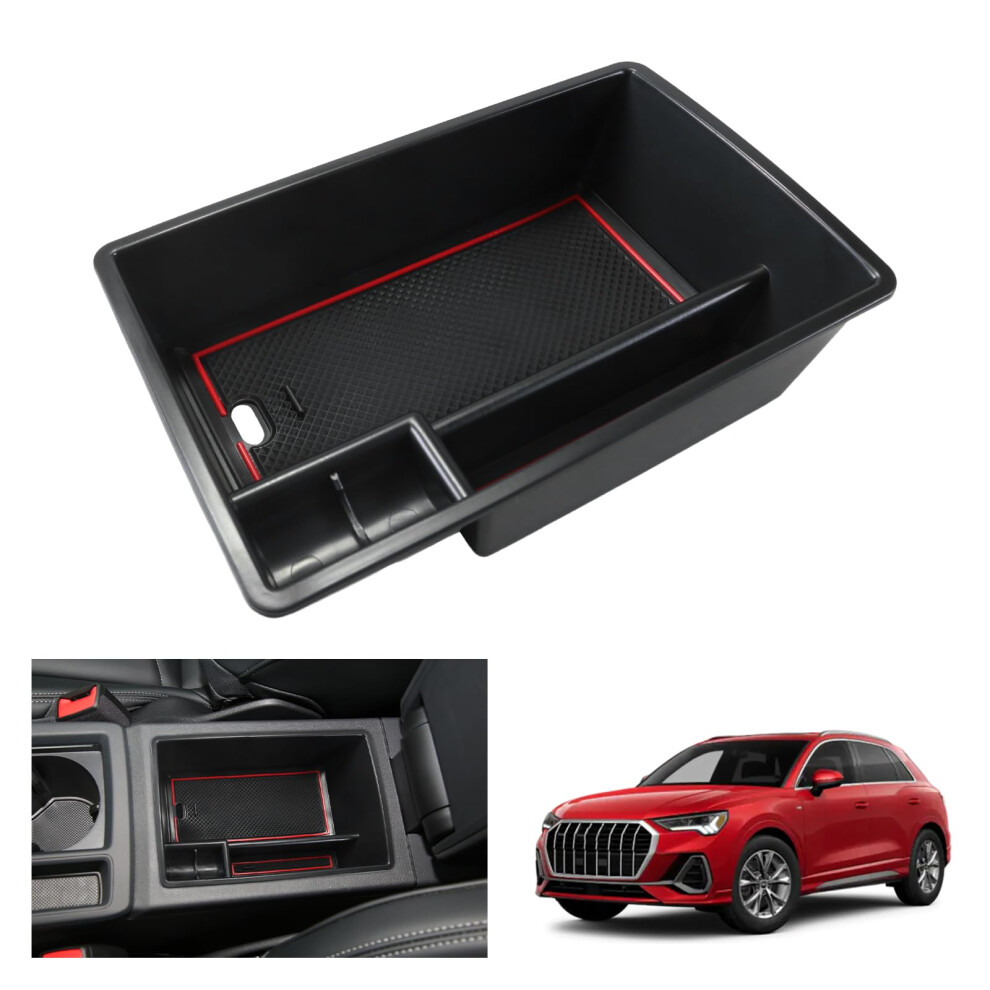 Gafat Compatible With Audi Q3 F3 / Sportback/S-Line 2019-2024 2025 Centre Console Storage Box, Q3 Facelift Armrest Q3 Sportback 2024 Organiser Trays 5051226539602
