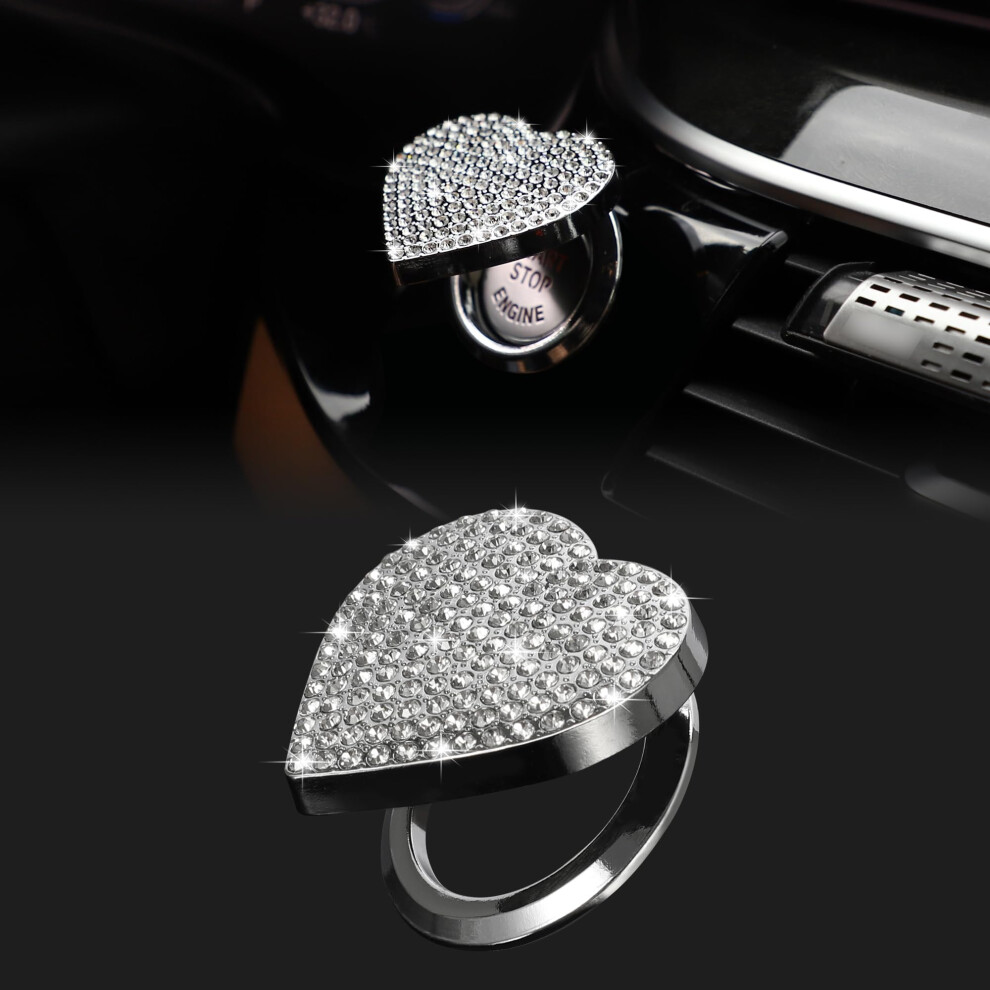 Tomall Bling Car Engine Start Button Cover Diamond Crystal Push Start Ring Cap Sparkly Accessories Heart Bling Ignition Button Rhinestone Emblem Trim 5051226495885