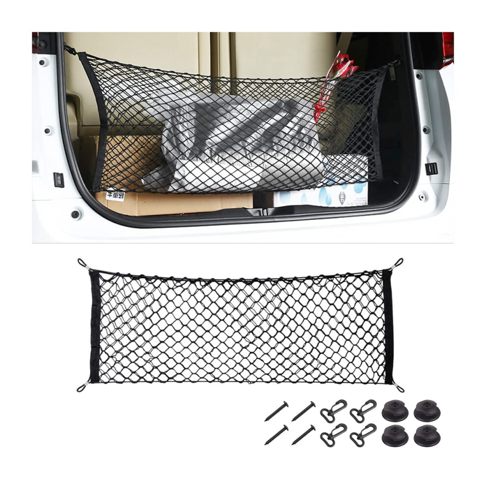 Cgeamdy Nylon Storage Net, Extendable Storage Net For Car Trunk, Universal Storage Net For Most Cars, Vehicles, Suvs With 4 Hooks (110 X 40 Cm) Black 5051226540226