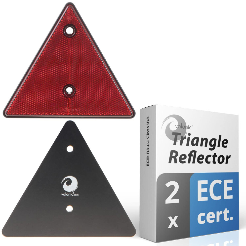 Valonic Triangle Reflector, 2 Pieces - Certified According To Ece: R3.02 Class Iiia - 15Cm - Reflector For Trailers - No Screws Included Red 5051226552137