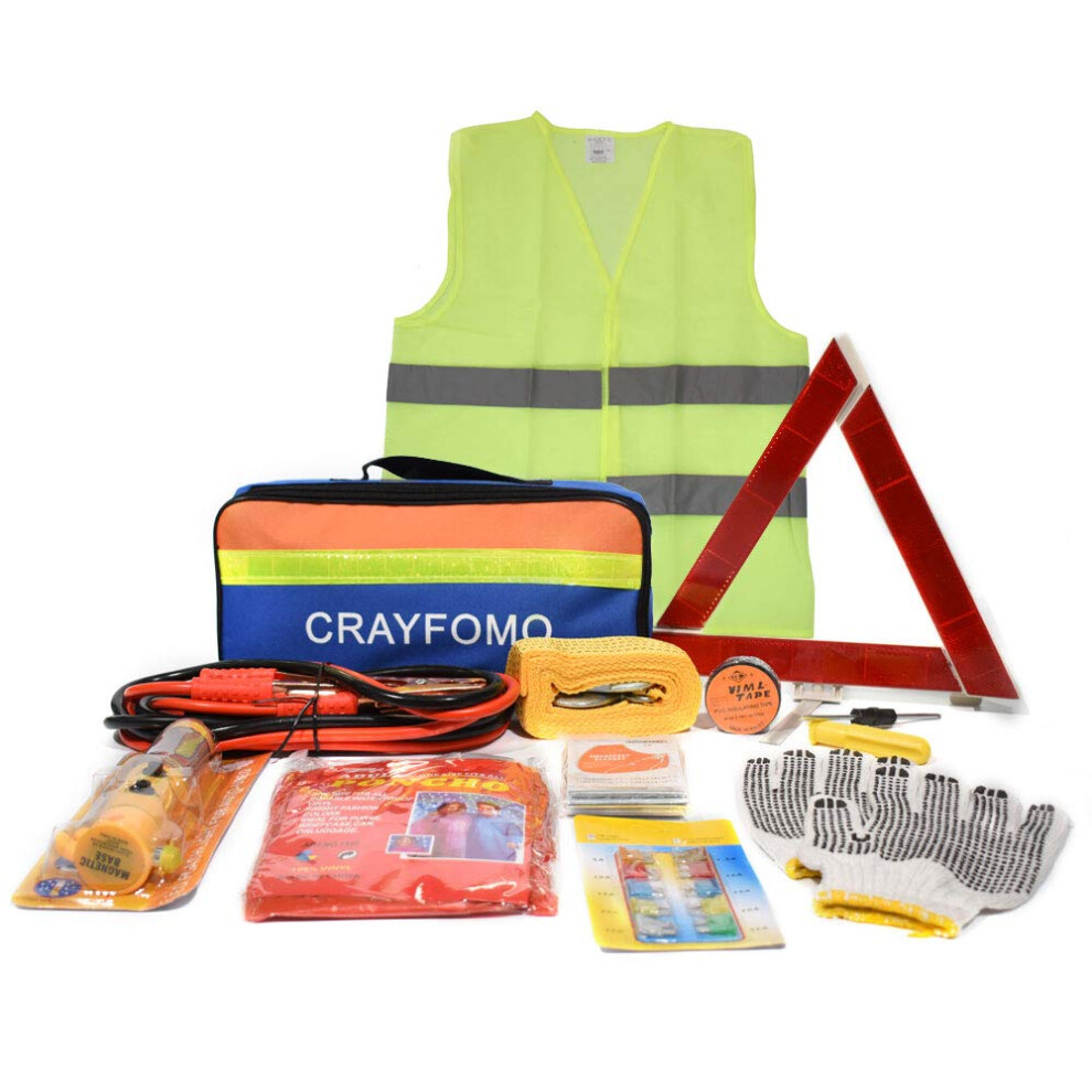 12 Pcs Car Emergency Tool Kit Auto Safety Kit,Breakdown Kit Roadside Assistance With Warning Triangle 5051226549595