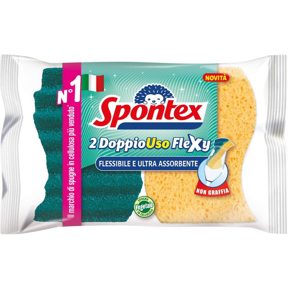 Spontex Fiber And Cellulose Abrasive Sponge, Foam, 2 Pezzi Yellow 5051226528828