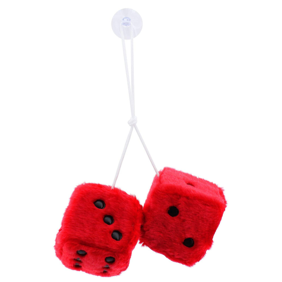 Shawfly Pair Of Furry Dice Car Hanging Dice Pair Of Pendants With Dots Interior Decoration For Car Interior Walls Refrigerator Surface (Red) Red 5051226499340