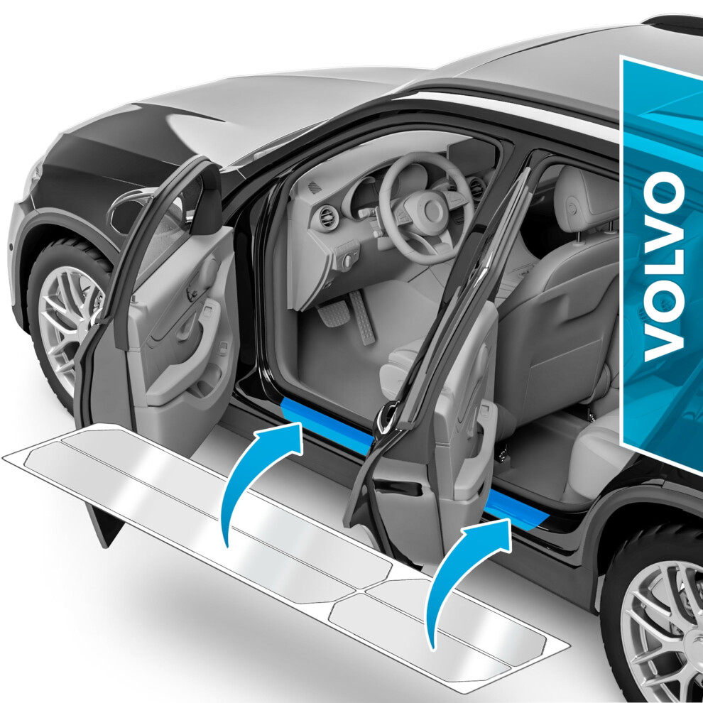 Uprotect Car Door Sill Protectors For Volvo V90 2 (Ii) 235/236 I 2016-2025 - Paint Protection Film For Car Kick Plates Panel Covers Clear Transparent 5051226529214
