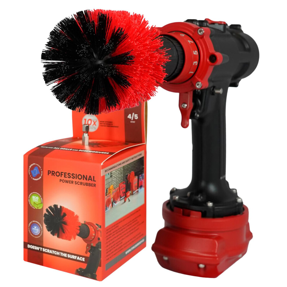 Kornely Premium Drill Brush Professional Â Stiff 8.5 Cm | Scratch-Free Outdoor Cleaning Brush For Patio Bricks, Decking, Garden Tools Red 5051226520532