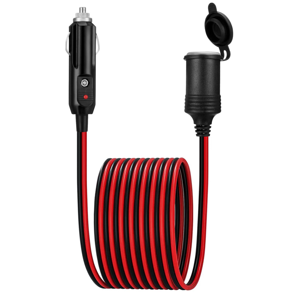 Sospiro Car Cigarette Lighter Extension Cable 13Ft/4M Dc12v 24V 16Awg Lighter Extension Cord 20A Fuse, Male Plug To Femal Socket Extension Lead With 5007372502113