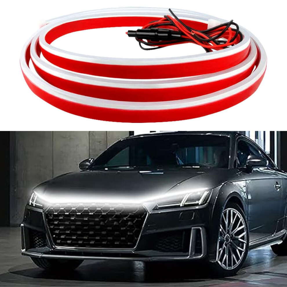 Car Hood Strip,Dynamic Car Led Strip ,70 Inches Car Led Strip ,Exterior Flexible Daytime Running Strip For Cars,Truck,Suv(White) Light 5051226507137