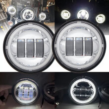 SKUNTUGUANG 1 Pair 4.5 Inch Led Fog Light with Angel Eyes (White)