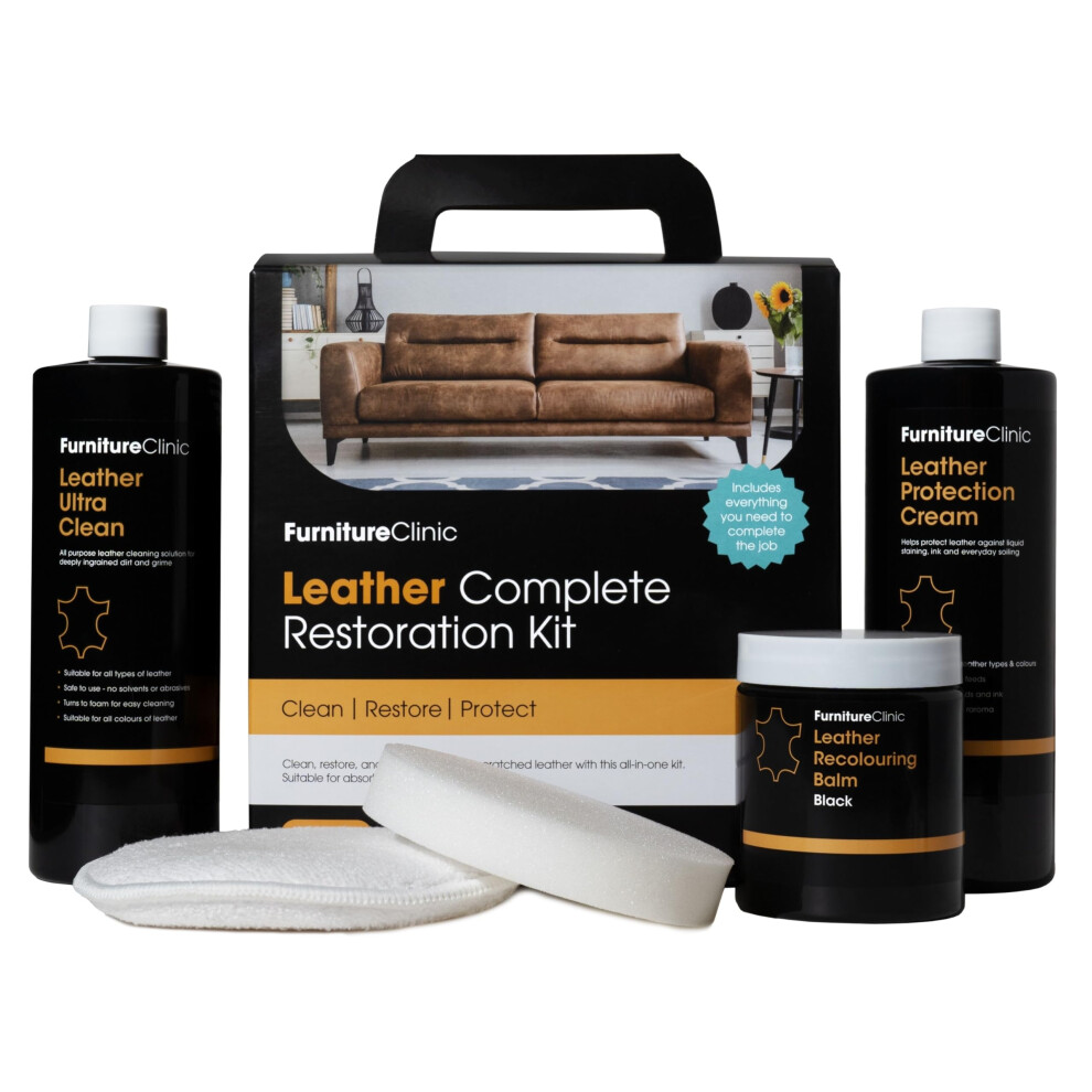 Leather Complete Restoration Kit ( ) - Contains Leather Recolouring Balm, Protection Cleaner, Sponge And Applicator Dark/Grey/Cream 5051226516054
