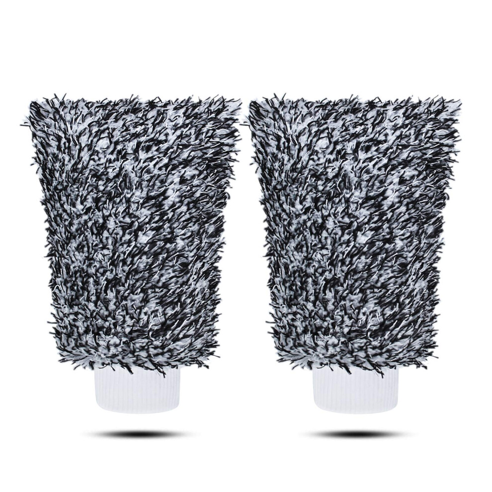 Mokani Microfiber Car Wash Mitt Cleaning Gloves Equipment Sponges, 2 Sets Professional Scratch Free Polishing Cleaning Mitts, Grey 5051226528323