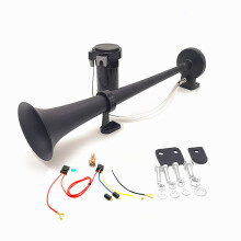 YIYIDA Car horn 150DB air horn 450mm loudspeaker horn Chrome Zinc black single trumpet truck horn with compressor air pump for any 12V vehicle trucks