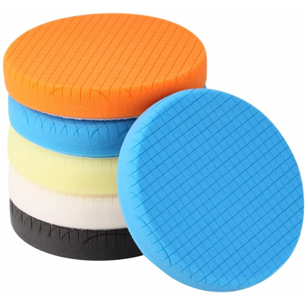 Ancllo 5Pcs 7 Inch Face Backing Plate Compound Buffing Sponge Pads Cutting Polishing Pad Kit For Car Buffer Polisher Compounding, Polishing And Waxing 5051226516429