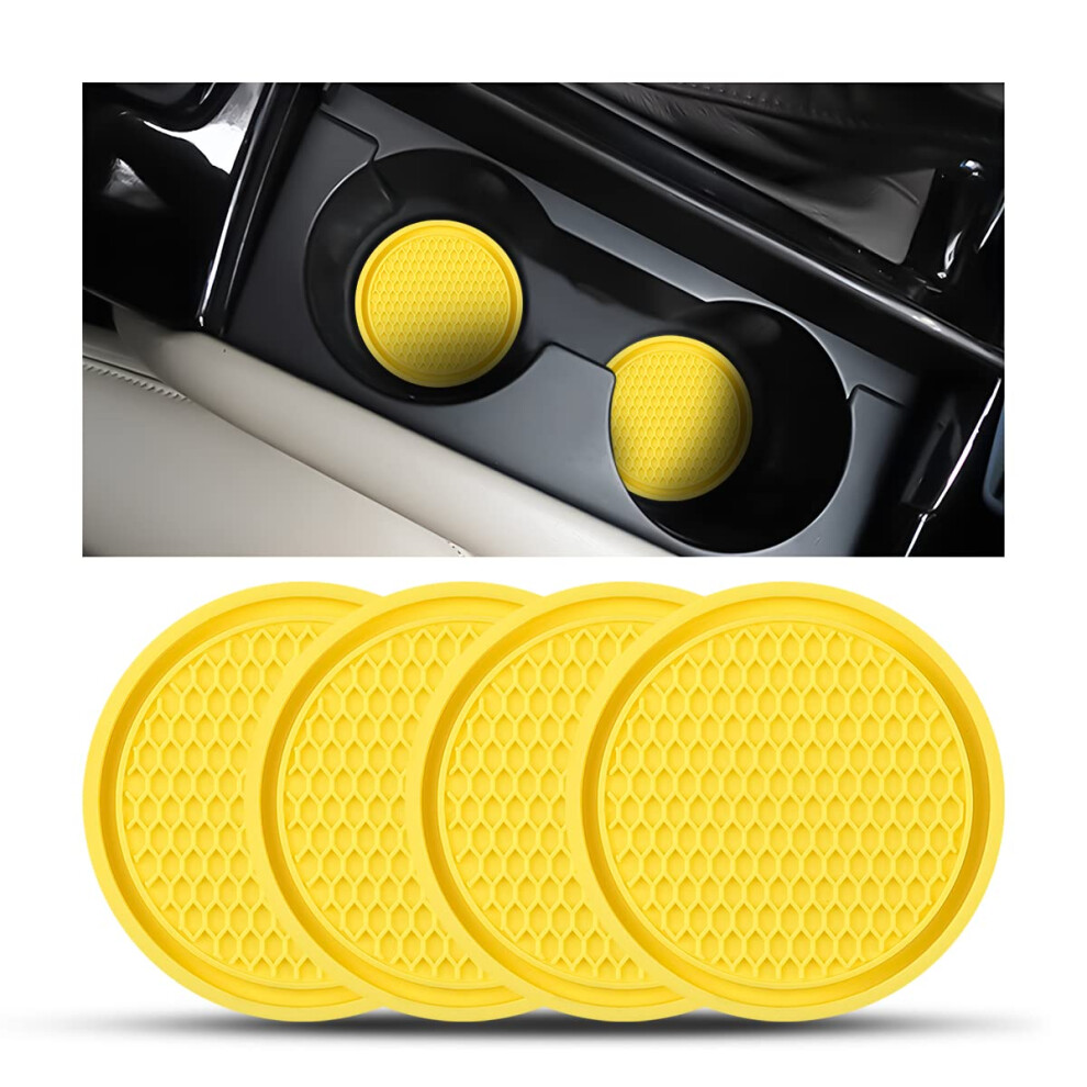 Cgeamdy 4 Pack Car Cup Holder Coasters, 7Cm Anti-Slip Silicone Auto Insert Cup Coaster, Non-Slip Vehicle Cup Mats For Women And Men Black/Pink/Red 5051226542060