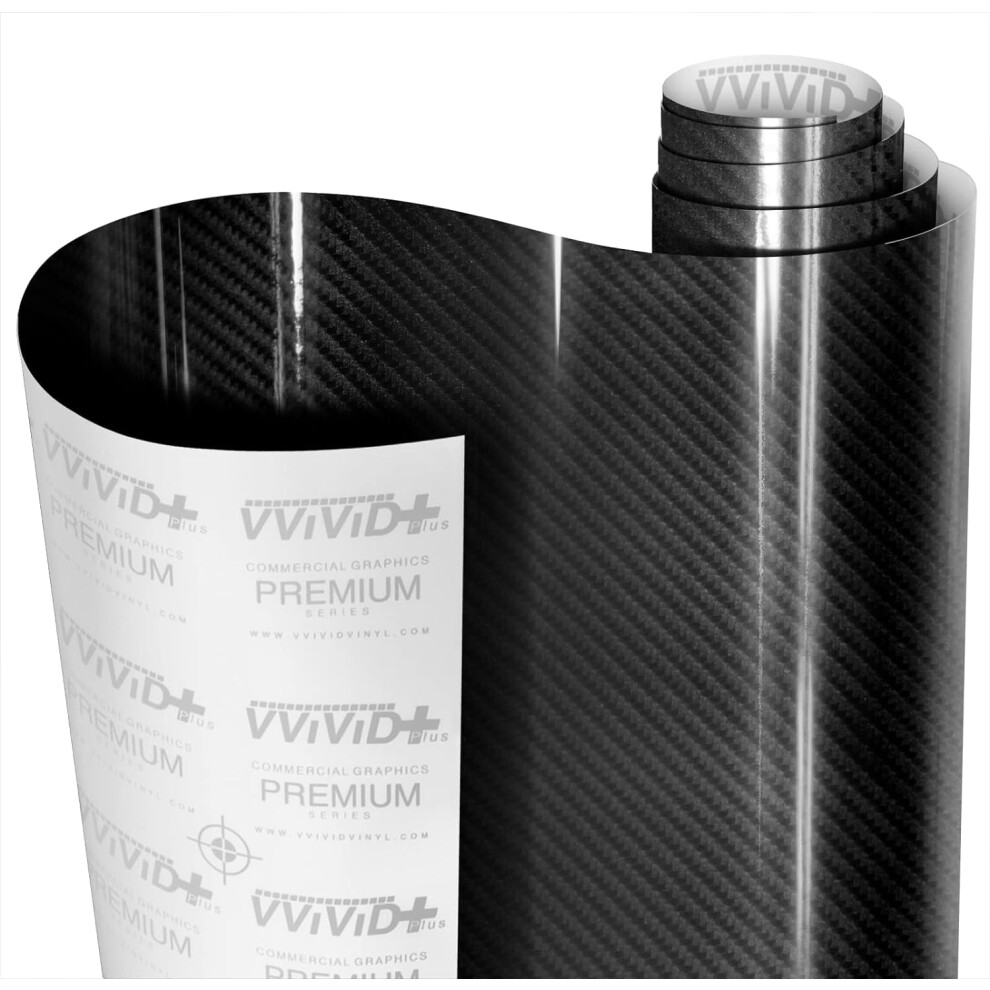 Vvivid Tek R High-Gloss Carbon Fiber Vinyl Wrap Air-Release Adhesive Roll 30Cm X 152Cm (1Ft X 5Ft, ) Black 5051226516122