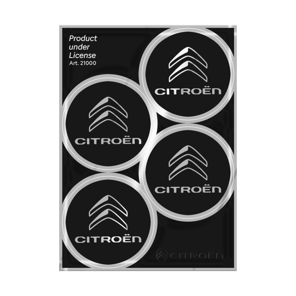 Citroen Official Wheel Cover Stickers 4 Logos 48 Mm, Black 5051226505461
