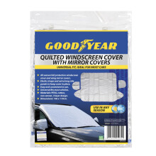 Goodyear Quilted Car Windscreen Cover | Wing Mirror Covers | Heavy Duty Windproof | Protect from Sun Shade Snow Frost Freezing Windshield | Universal