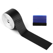 Cncedi Carbon Fibre Vinyl Wrap, Car Door Sill Anti-Scratch Protector, Black Carbon Fiber Tape