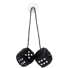 AYNKH 6cm Fluffy Dice, Car Mirror Hanging, Christmas Tree Decoration, Car Interior Pendant - Pair of Hanging Couple Dice (Black)