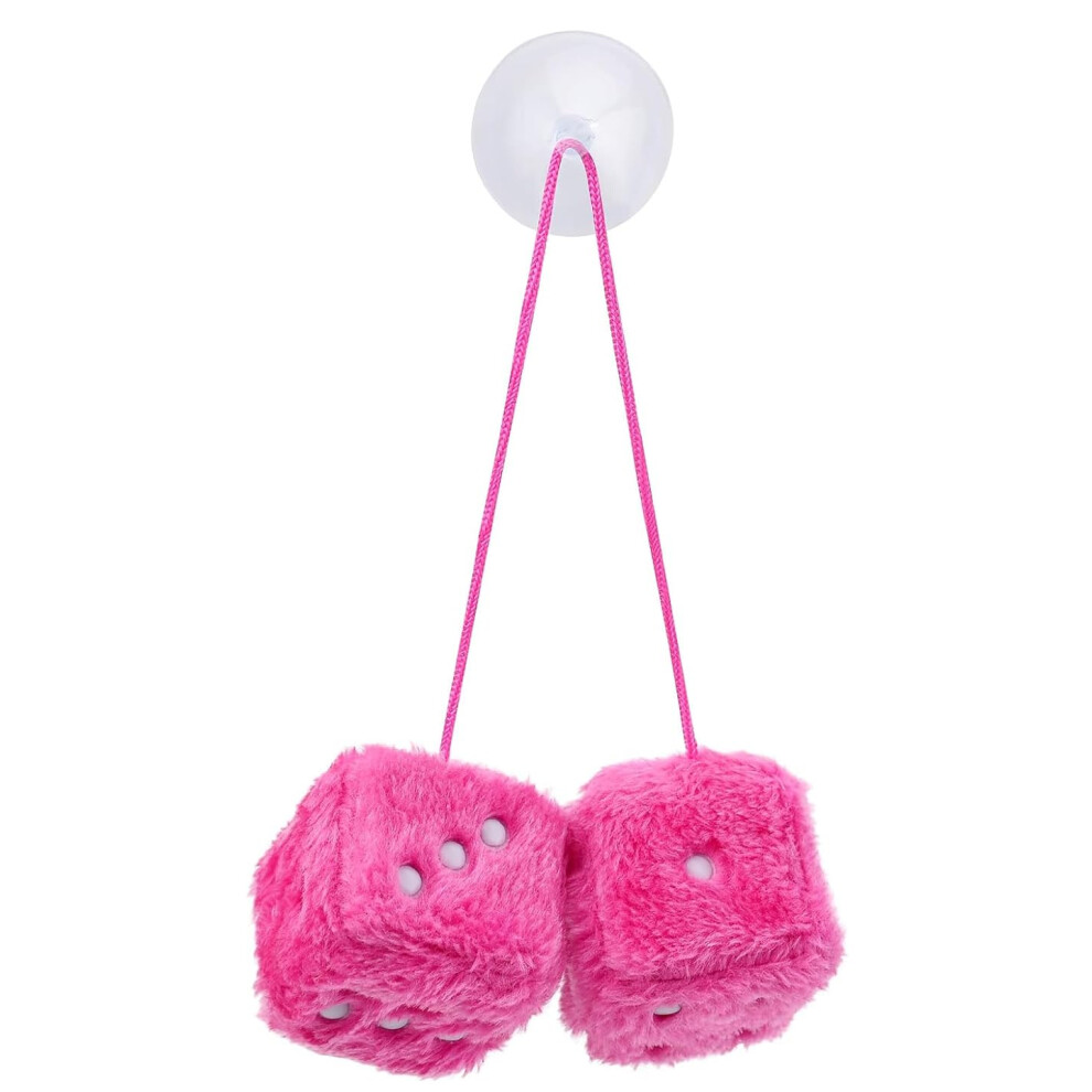 Aynkh Furry Dice, Fluffy Car Pendant - Pair Of Hanging Couple For Interior Decoration (Pink) Pink 5051226542930