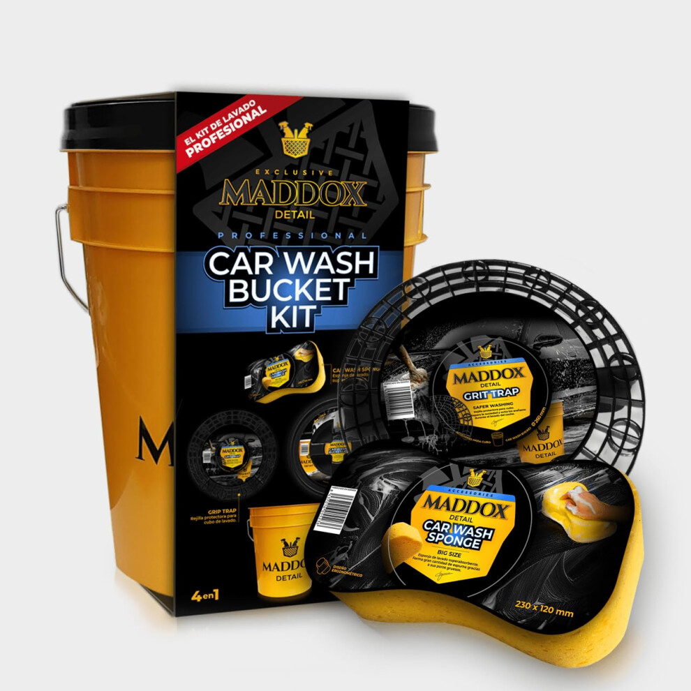 Maddox Detail - Car Wash Kit With Bucket, Lid, Grit Trap, And Sponge | Innovation And Quality For Perfect Detailing | All-In-One Car Wash Kit 5051226514364
