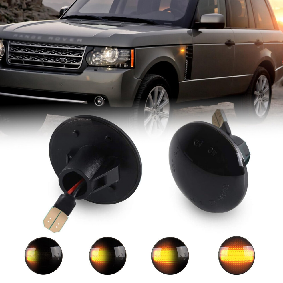 Oz-Lampe Turn Signal For Range Rover L322, Error Free Dynamic Side Indicator, Flowing Sequential Side Marker Repeater Smoked Lens Light/Black 5051226509070