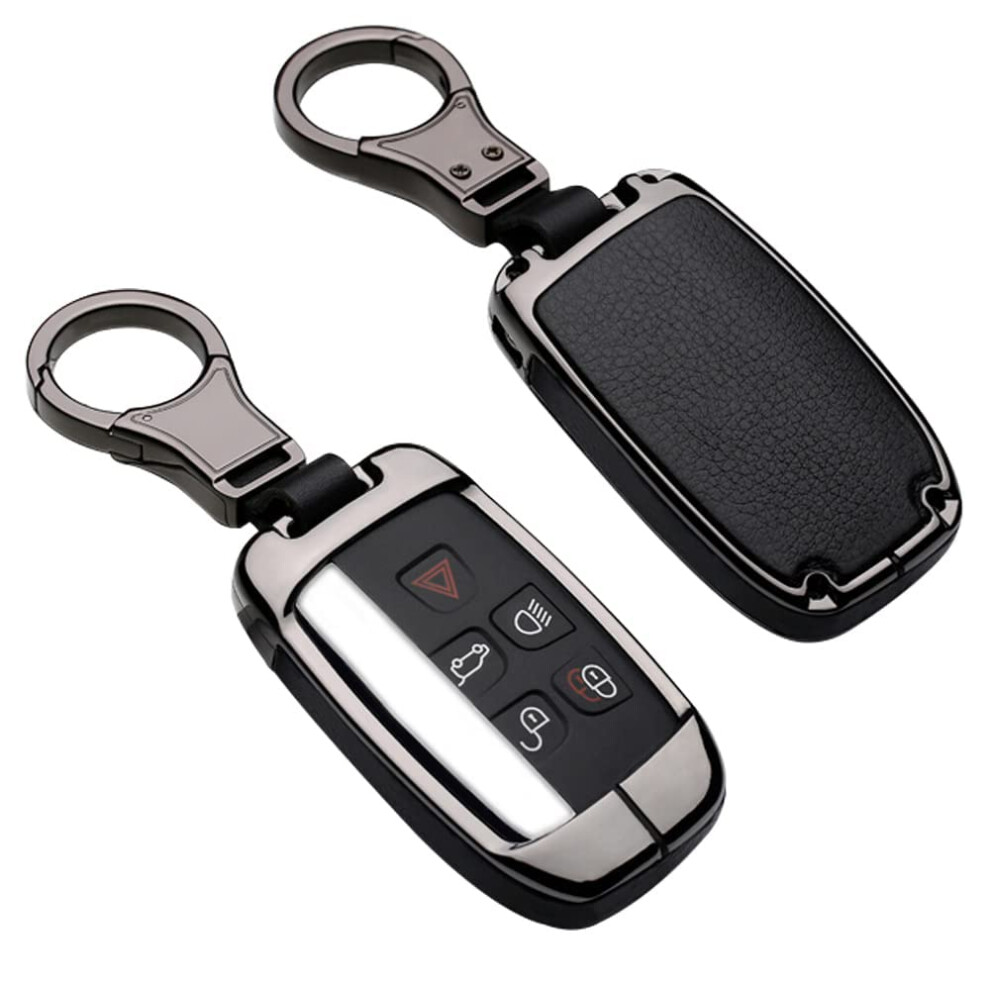 Ontto Fit For Land Rover Car Key Cover Zinc Alloy Leather Key Fob Cover Holder Protector Fit For Range Rover Defender Discovery Evoque Lr4 Sport Fit 5051226544262