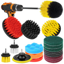 Drill Brush Attachments 20 PCS Scrub Pads & Sponge Power Scrubber Brush with Extend Long Rod All Purpose for Grout, Bathroom Surface, Sinks, Corner