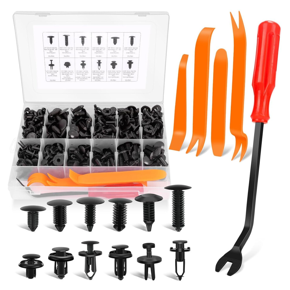 Einesin 240Pcs Car Push Retainer Clips & Auto Fasteners Assortment, Plastic Push Pin Rivets Expansion Screws Replacement Most Popular Sizes Auto Push 5051226502446