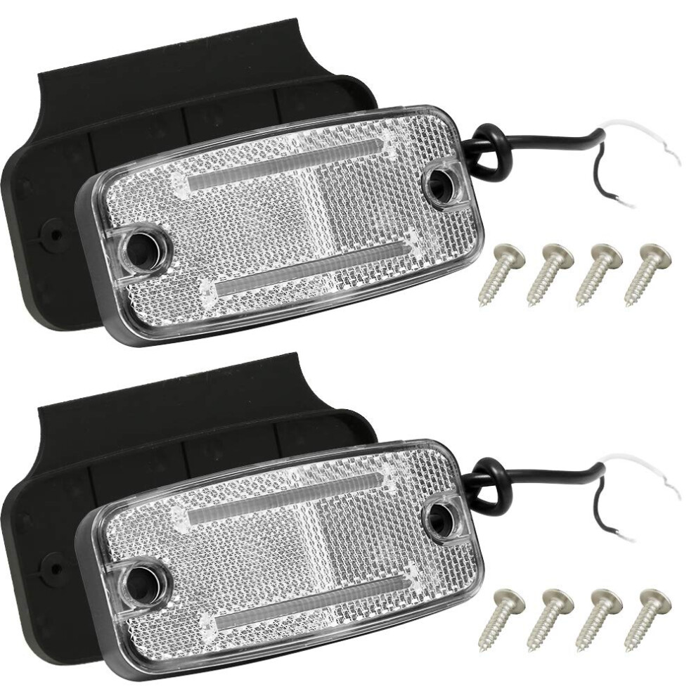 Darkguard 2 X Led Front Position Marker For Trailer Truck Lorry Caravan, 12V 24V Universal Trailer Outline Clearance Light/White 5051226509018