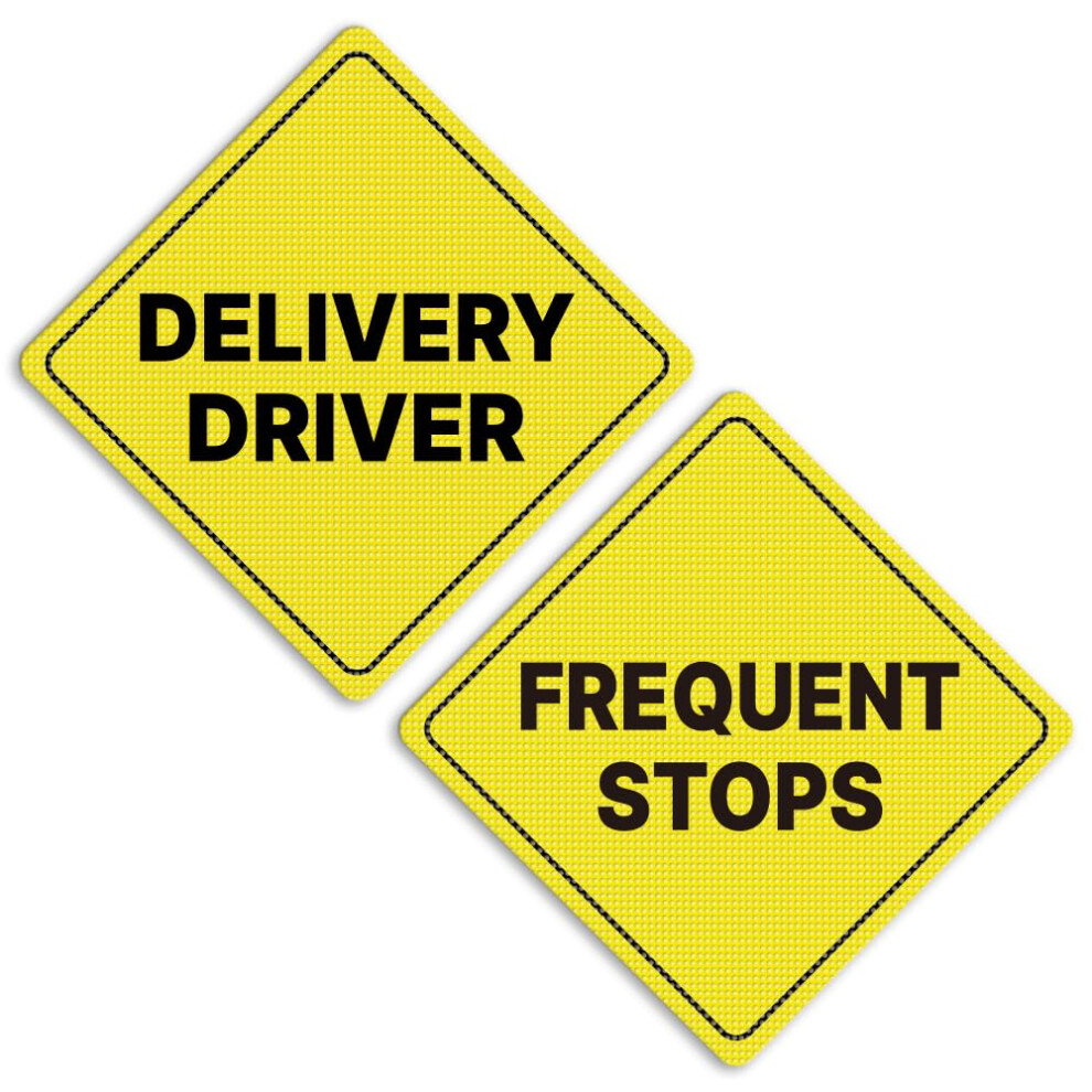 Geekbear Delivery Driver Frequent Stops Car Sign - Sticker Or Magnet & Color Options, Weather-Resistant - Diamond Shape 6.8 X 6.8 In 5051226548758