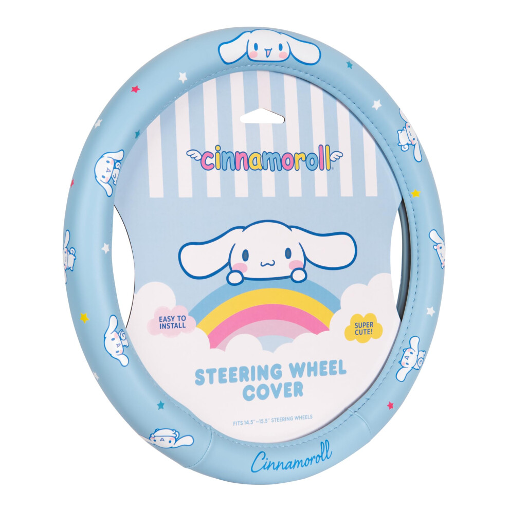 Carbella Cinnamoroll Steering Wheel Cover, Universal Size 14.5-15.5, Cute, Faux Leather, Cinnamoroll Car Accessories Blue 5051226504907